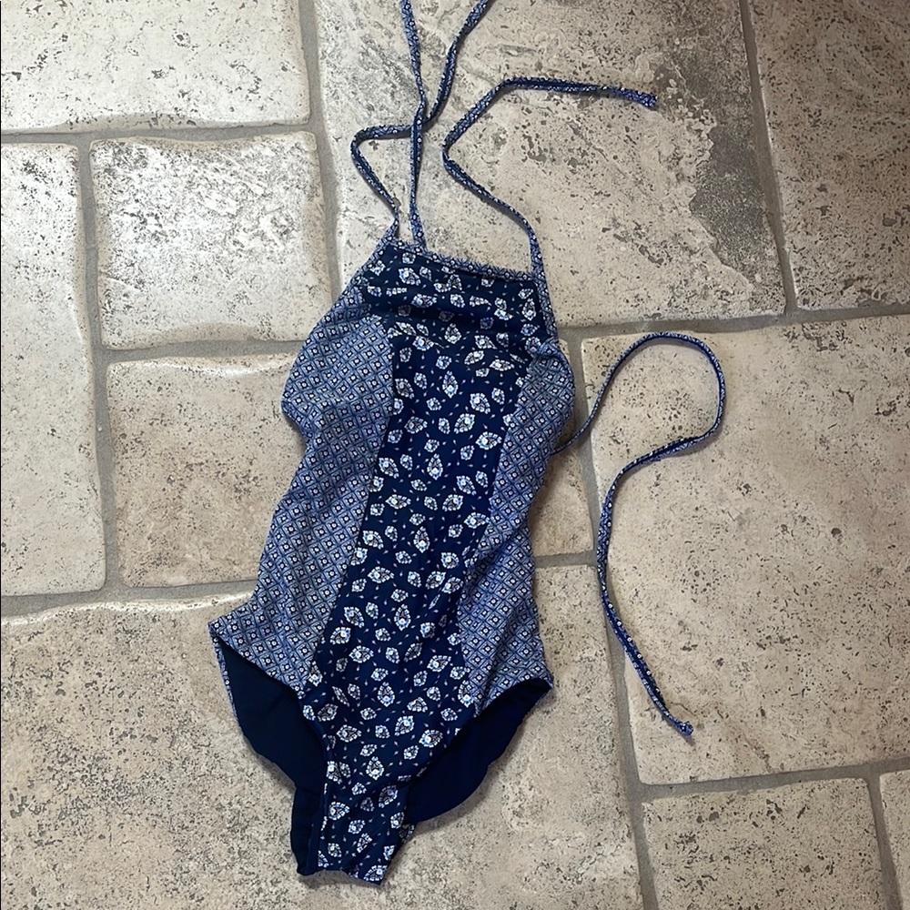Blue Patterned One-Piece Swimsuit